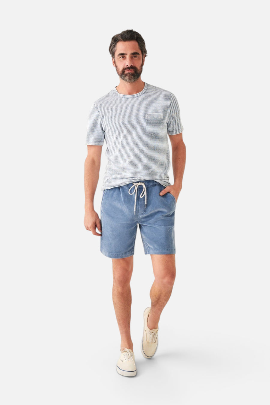 Faherty Drawstring Cord Short 6'' in Dune Blue – alternate