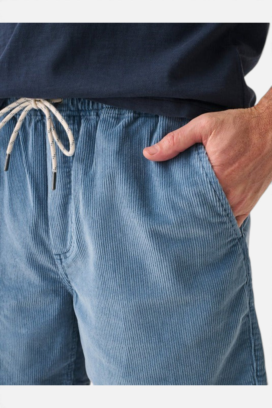 Faherty Drawstring Cord Short 6'' in Dune Blue – back view