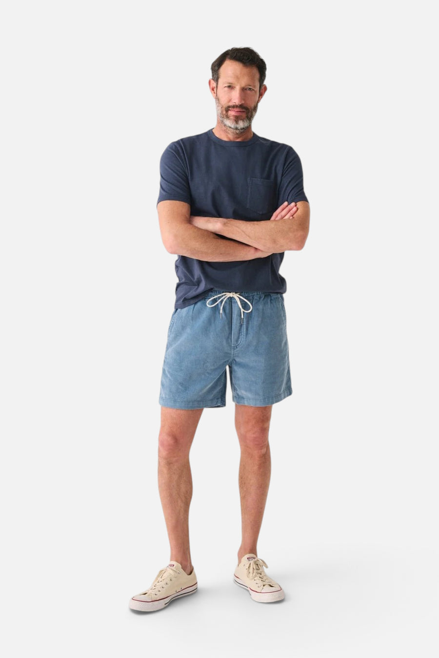Faherty Drawstring Cord Short 6'' in Dune Blue – front view