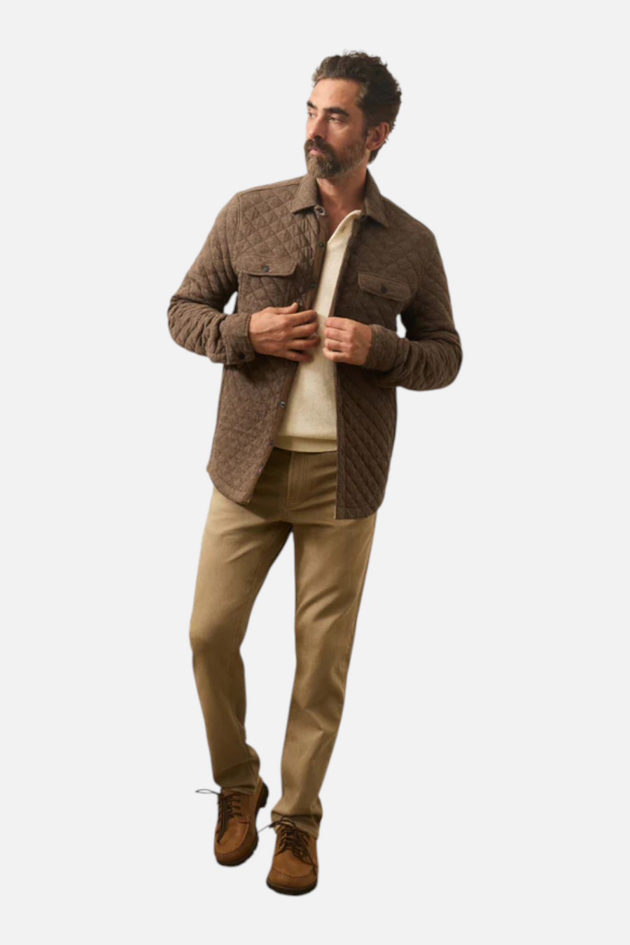 Faherty Epic Quilted Fleece CPO in Mountain Branch Heather – back view