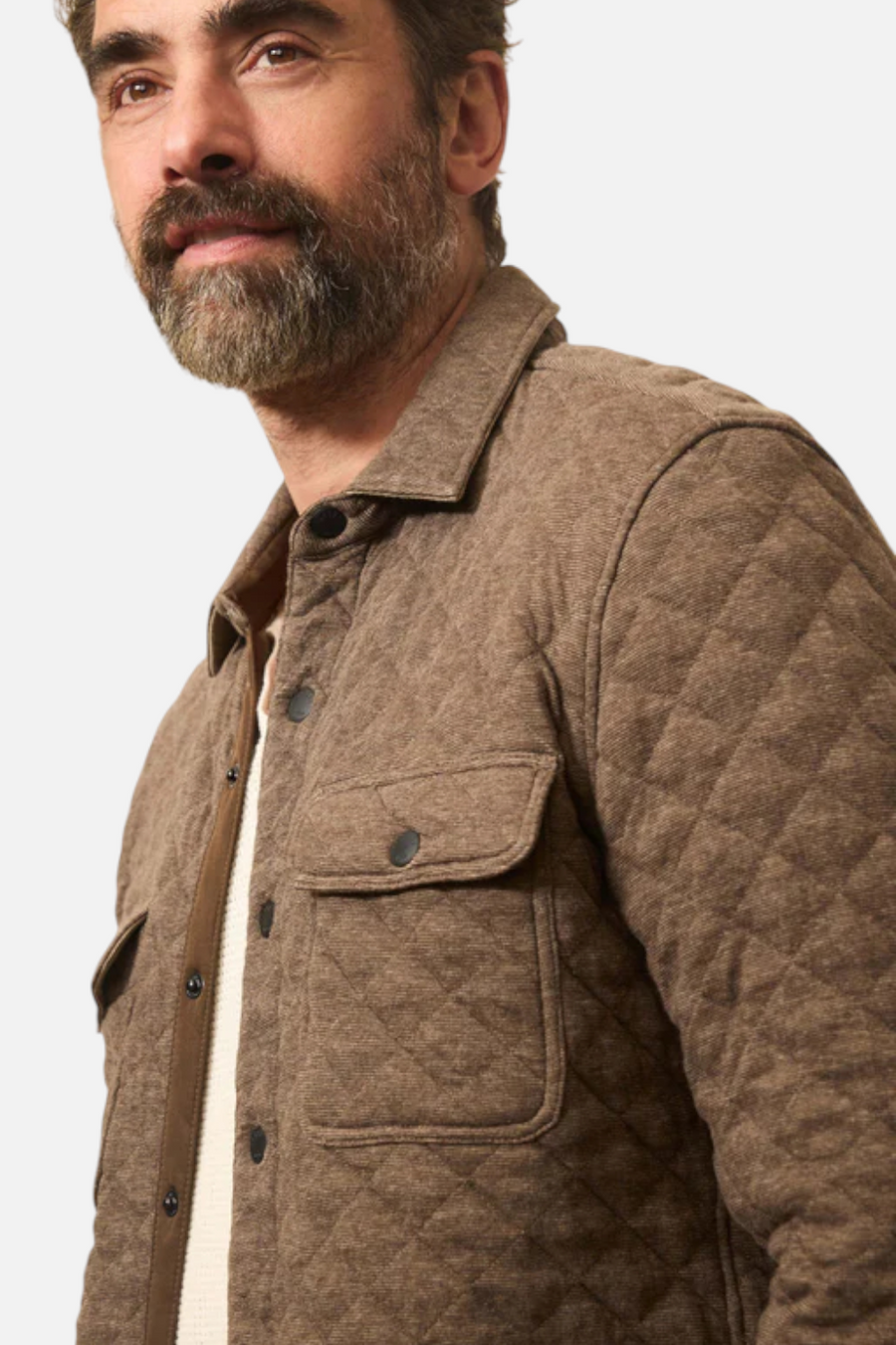 Faherty Epic Quilted Fleece CPO in Mountain Branch Heather – front view