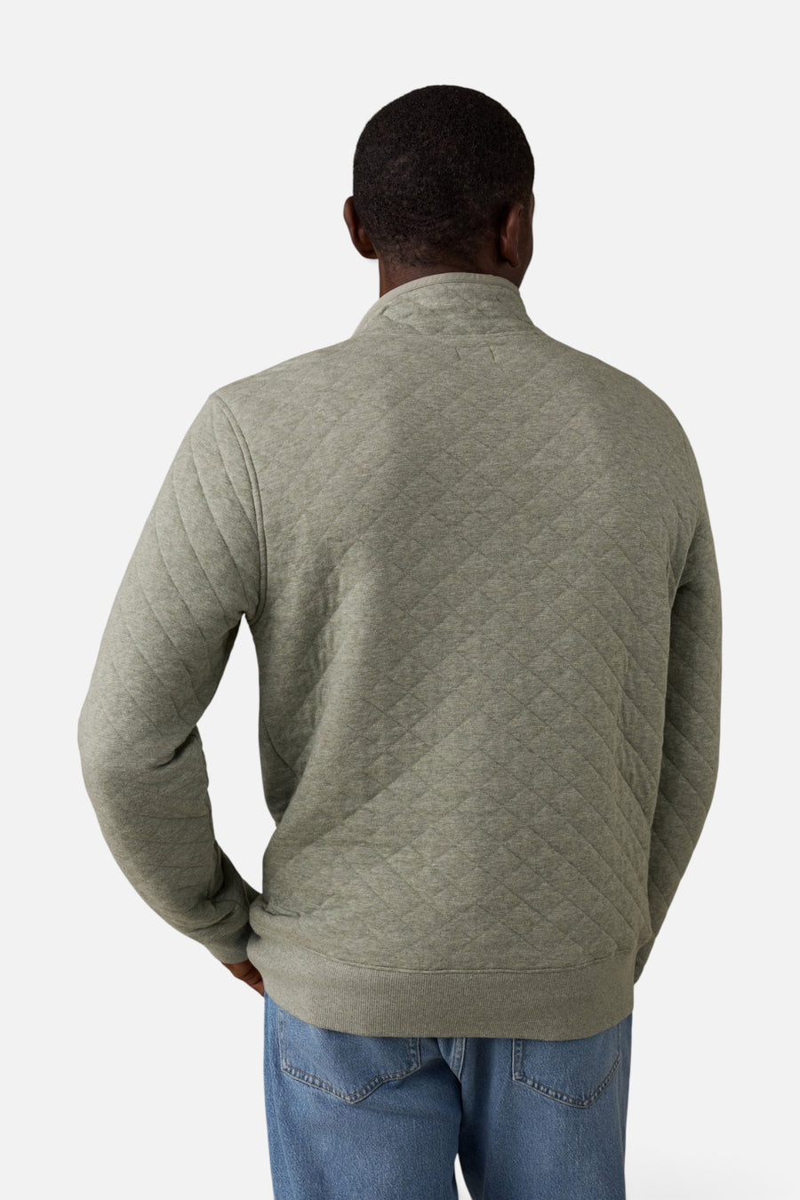 Faherty Epic Quilted Fleece Pullover in Pine Rock Heather – side view