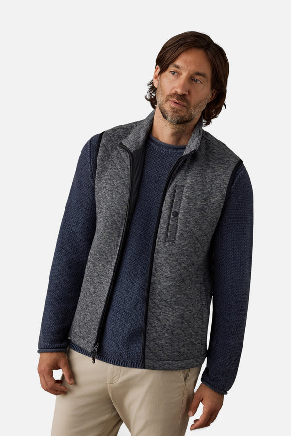 Faherty Epic Quilted Fleece Vest in Graphite Cloud Heather