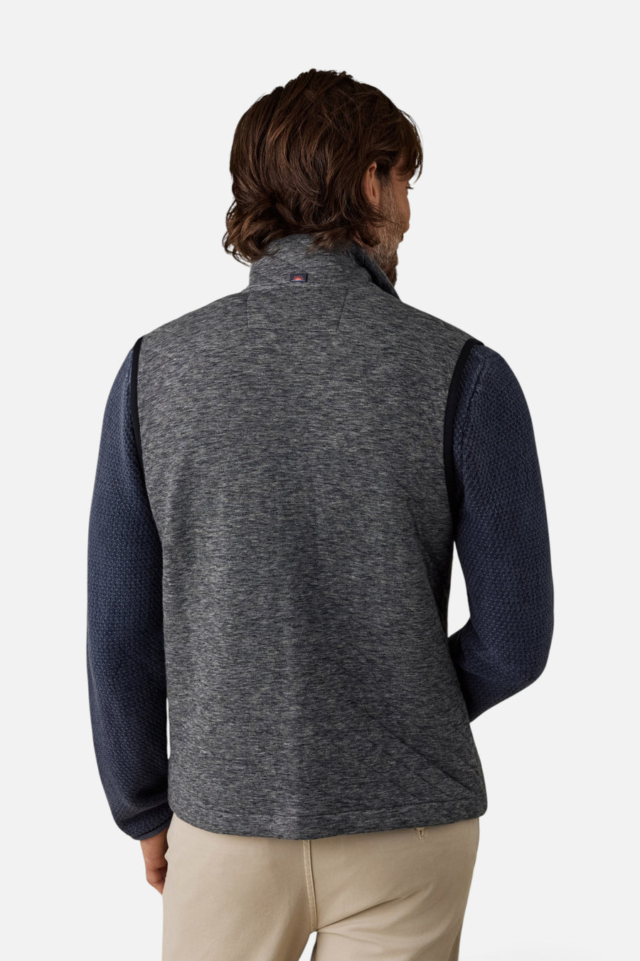 Faherty Epic Quilted Fleece Vest in Graphite Cloud Heather – side view