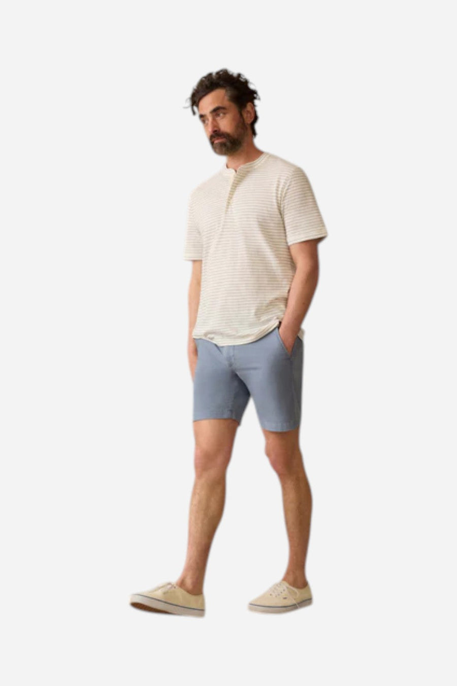 Faherty Essential Chino Short 8" in Flintstone – flat lay