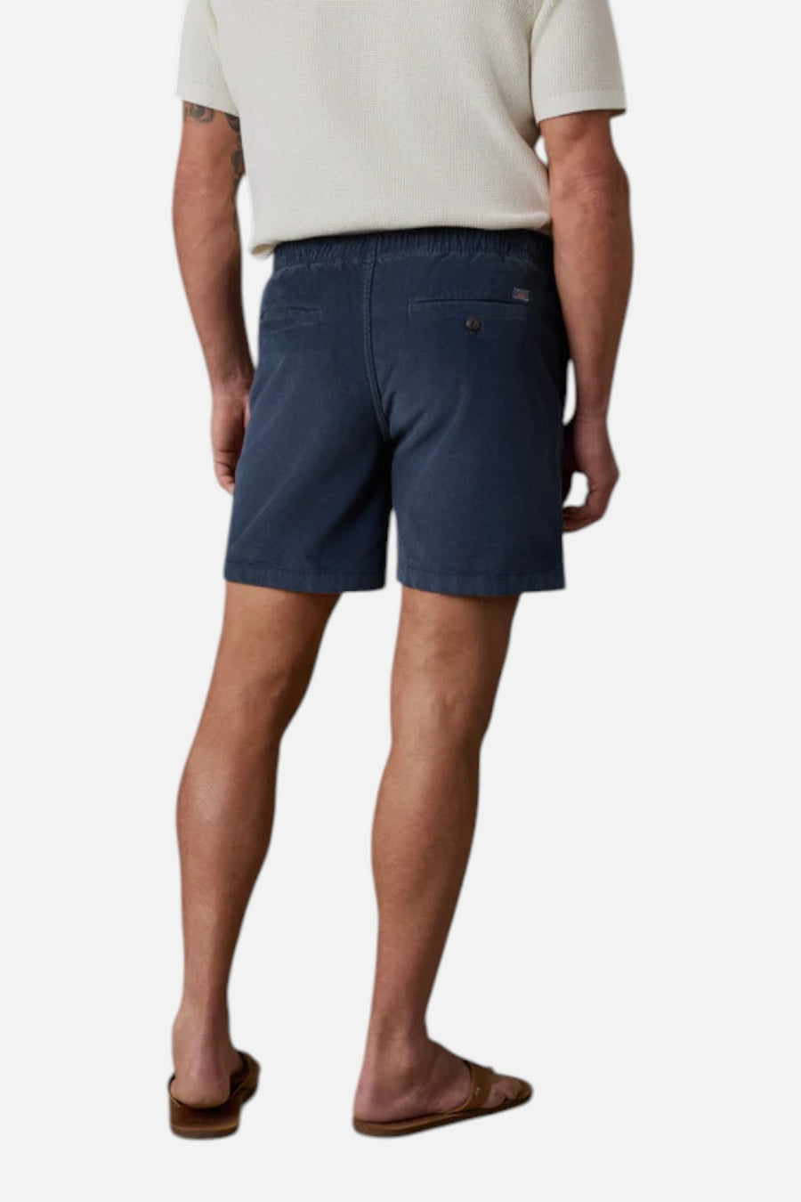 Faherty Essential Corduroy Short in Blue Nights – back view