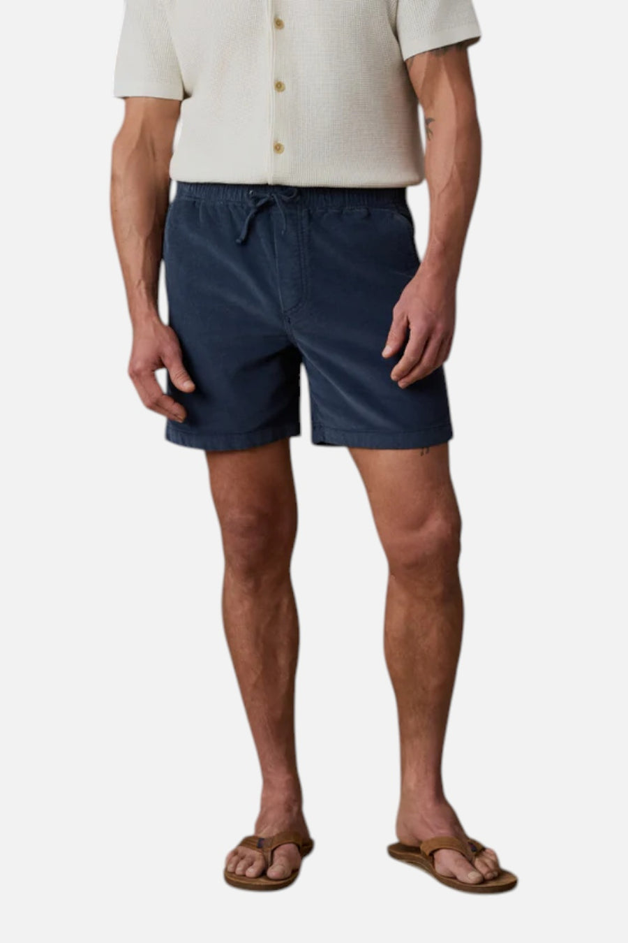 Faherty Essential Corduroy Short in Blue Nights – front view