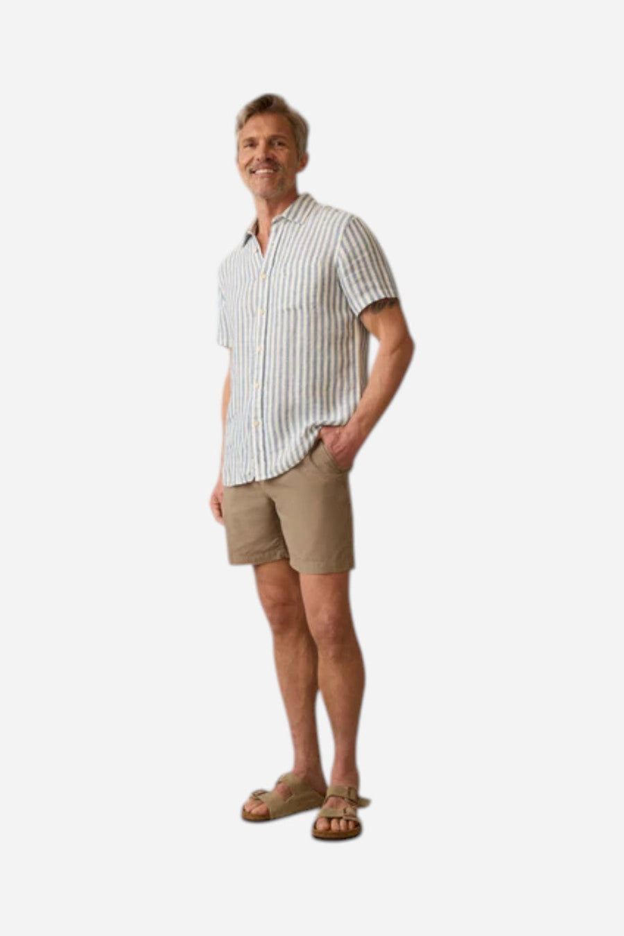 Faherty Essential Drawstring Short in Mountain Cliff – detail