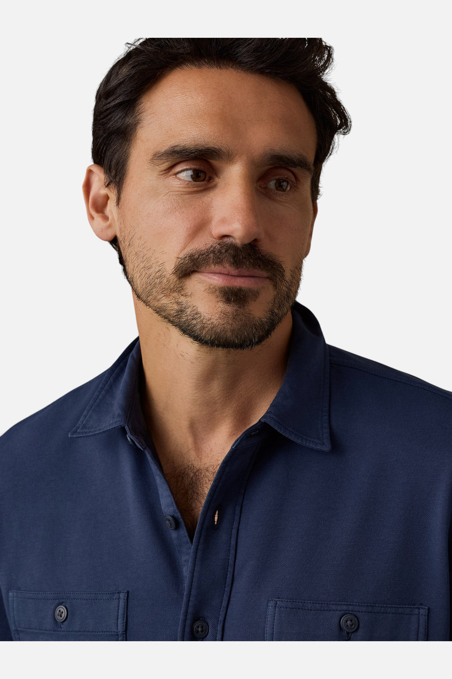 Faherty Field Knit Shirt in Abyss Navy – detail