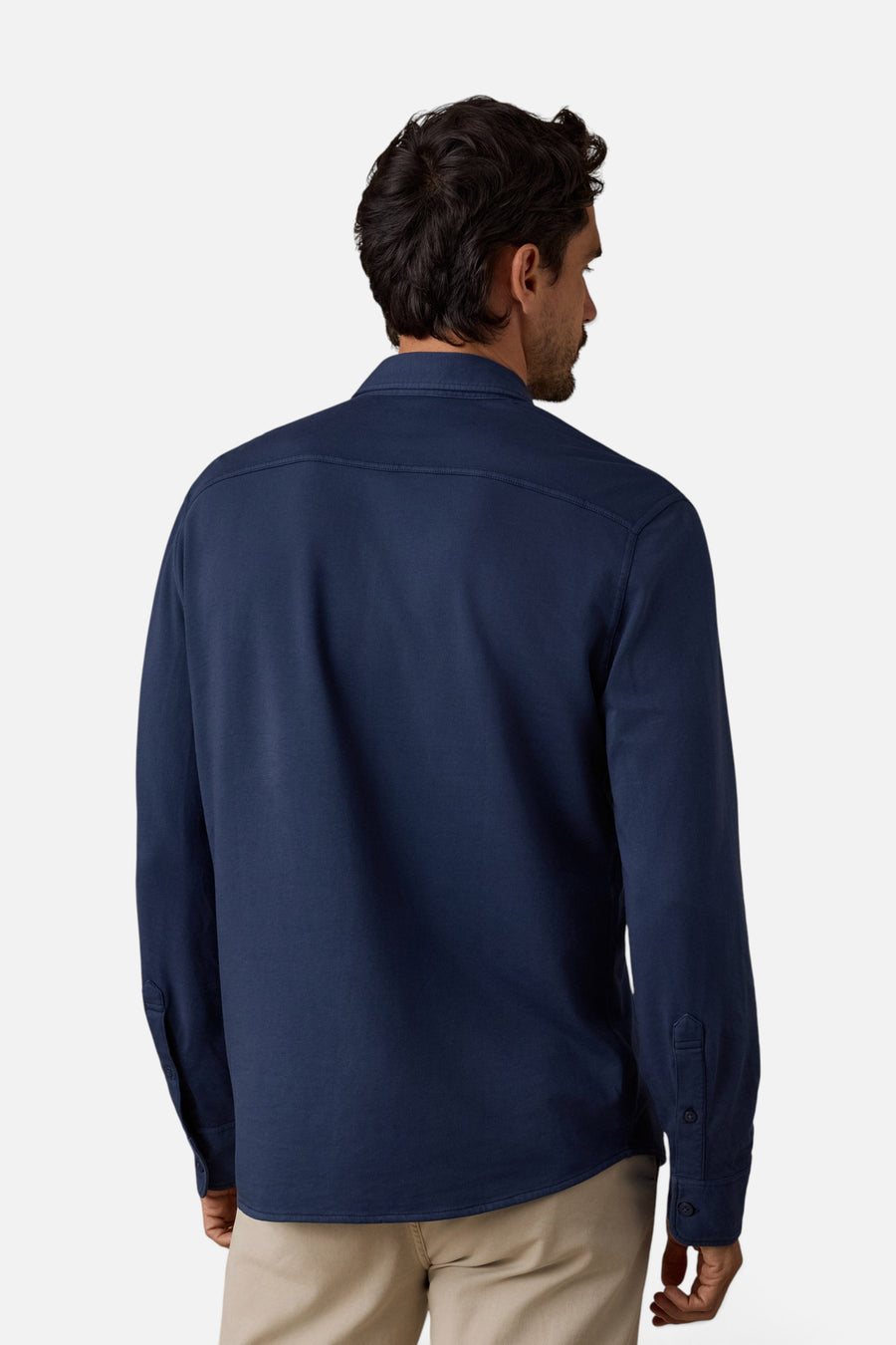 Faherty Field Knit Shirt in Abyss Navy – side view