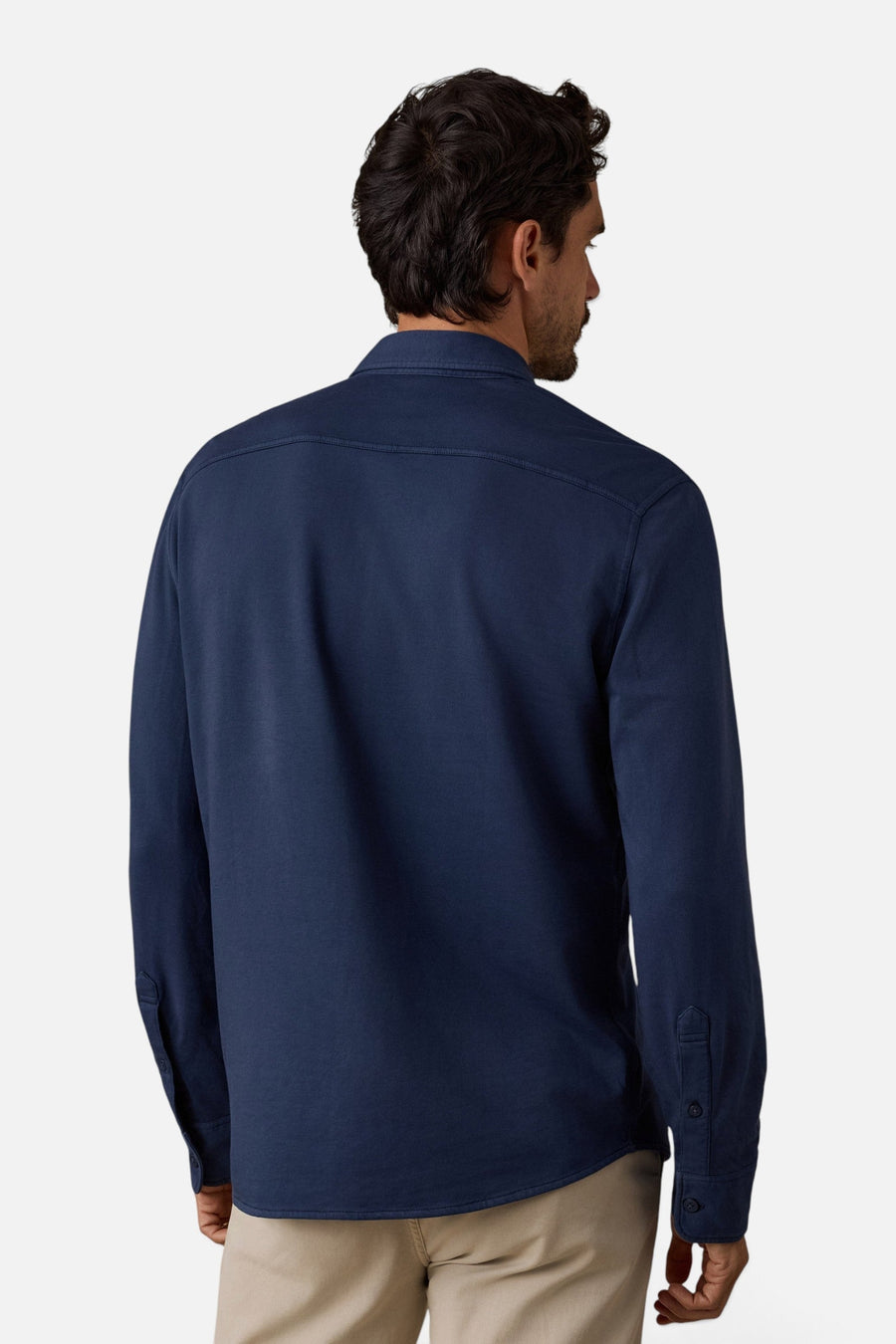 Faherty Field Knit Shirt in Abyss Navy – back view