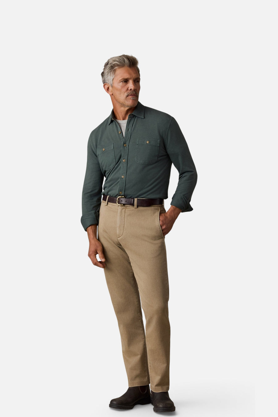 Faherty Field Knit Shirt in Forest Trail – back view