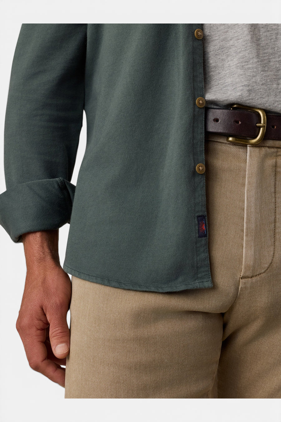 Faherty Field Knit Shirt in Forest Trail – detail