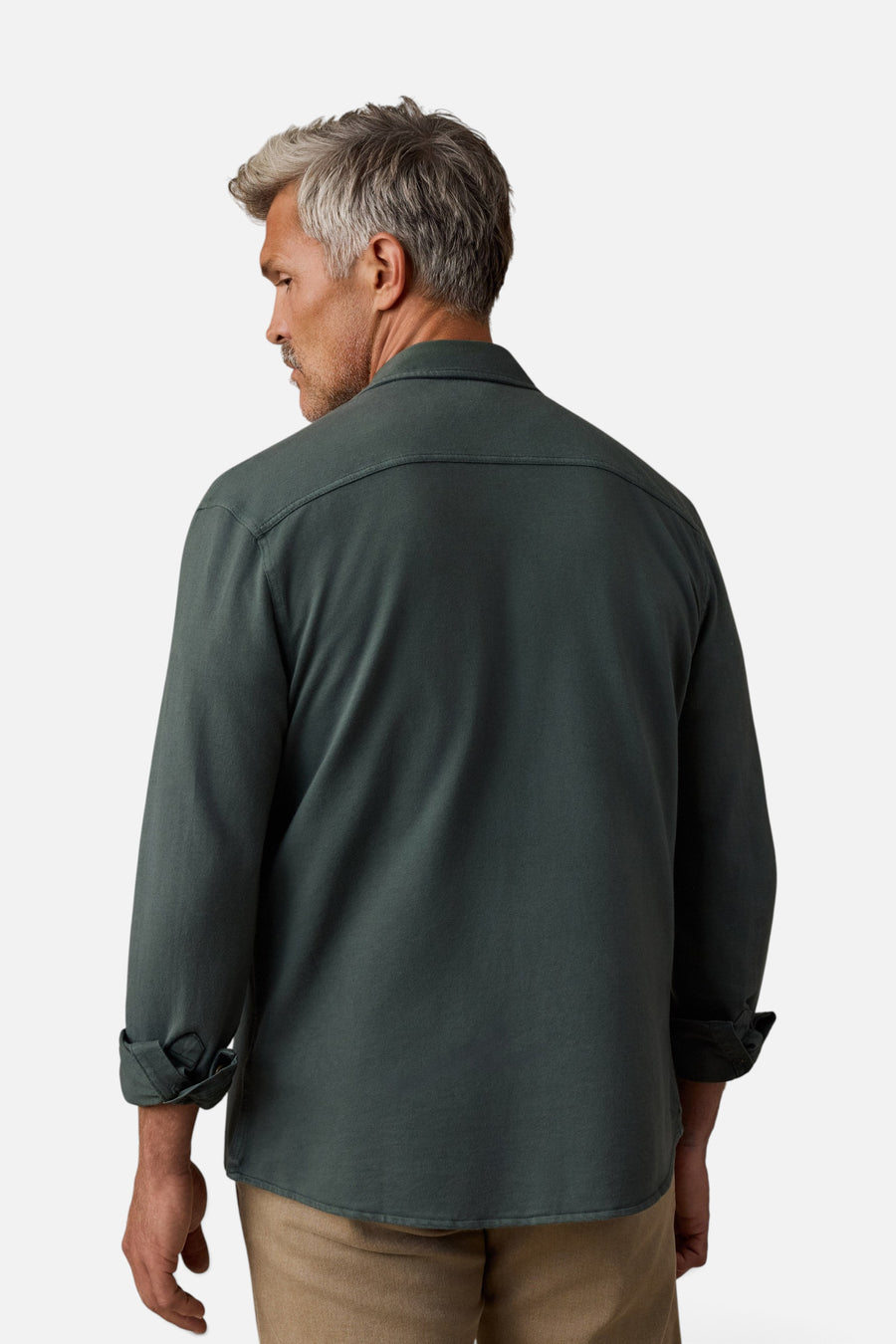 Faherty Field Knit Shirt in Forest Trail – side view
