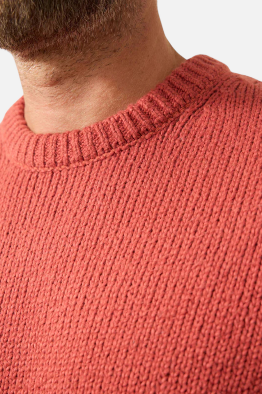 Faherty Heirloom Crewneck Sweater in Eclipse Red – back view