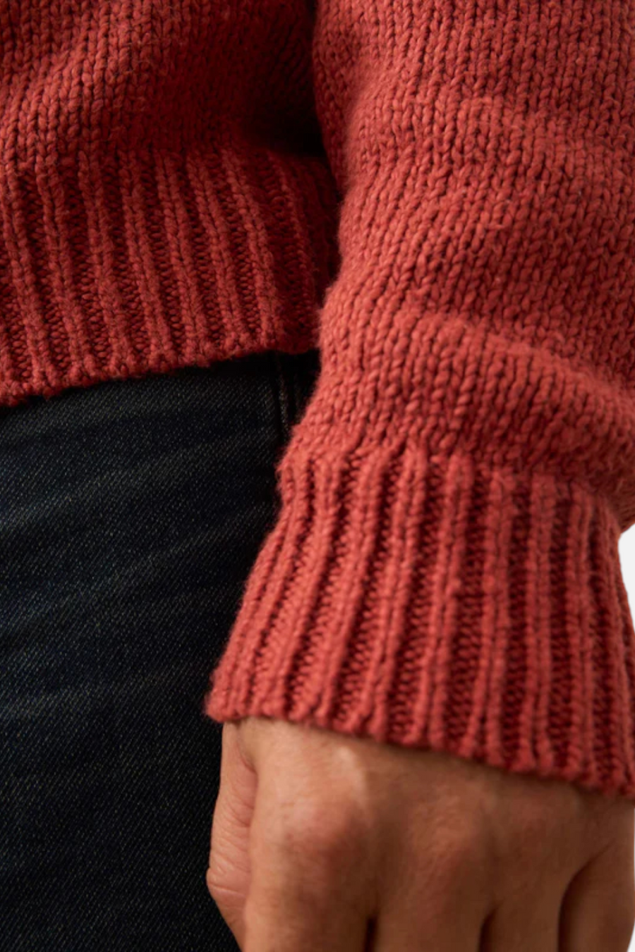 Faherty Heirloom Crewneck Sweater in Eclipse Red – side view