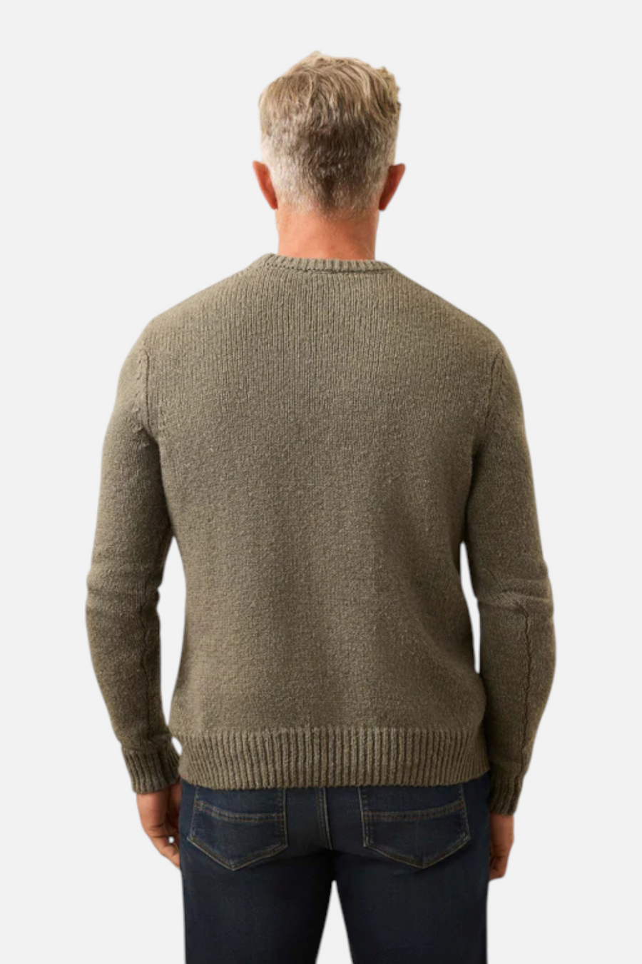 Faherty Heirloom Crewneck Sweater in Olive Cove – side view