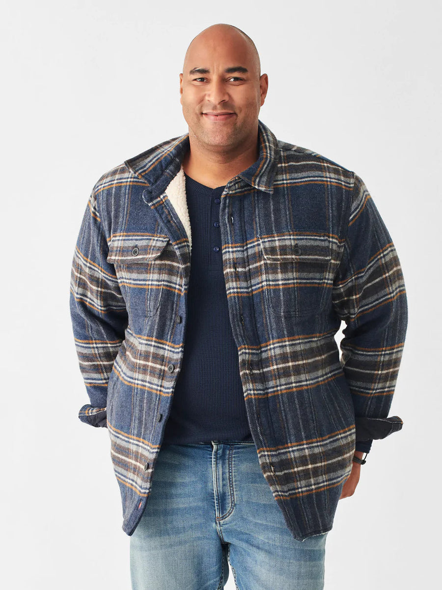 Faherty High Pile Fleece Plaid CPO in Navy Summit Plaid – alternate