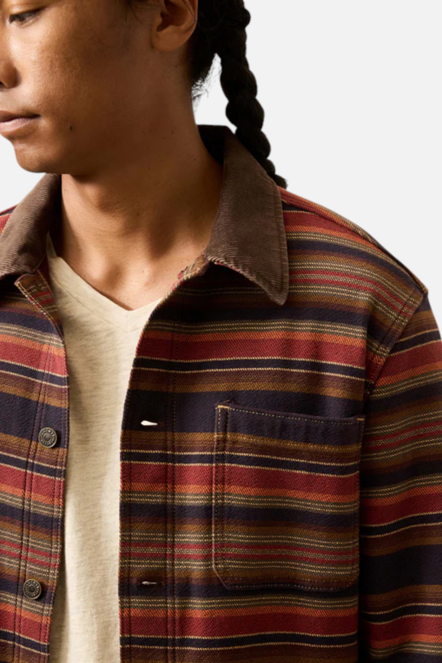 Faherty High Ridge Twill Studio Jacket in Nighttime Fire Stripe – back view