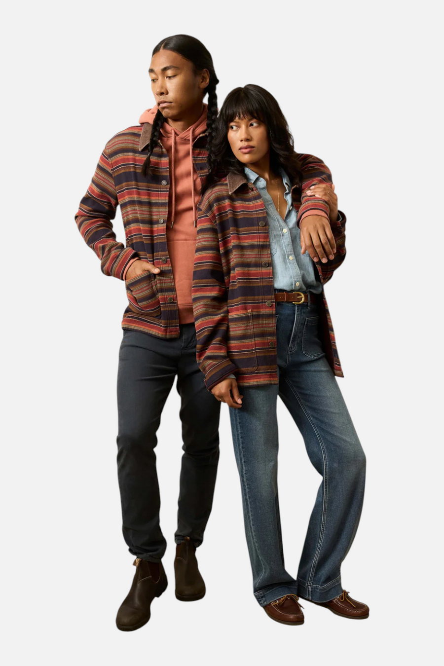 Faherty High Ridge Twill Studio Jacket in Nighttime Fire Stripe – front view