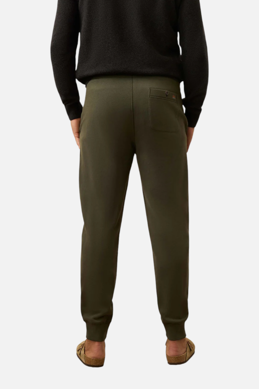 Faherty High Standard Fleece Sweatpant in Fall Evergreen – back view