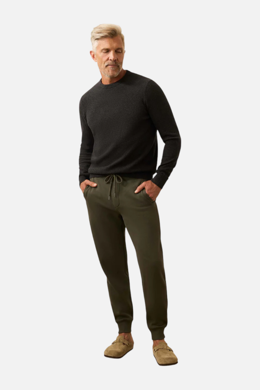 Faherty High Standard Fleece Sweatpant in Fall Evergreen – front view
