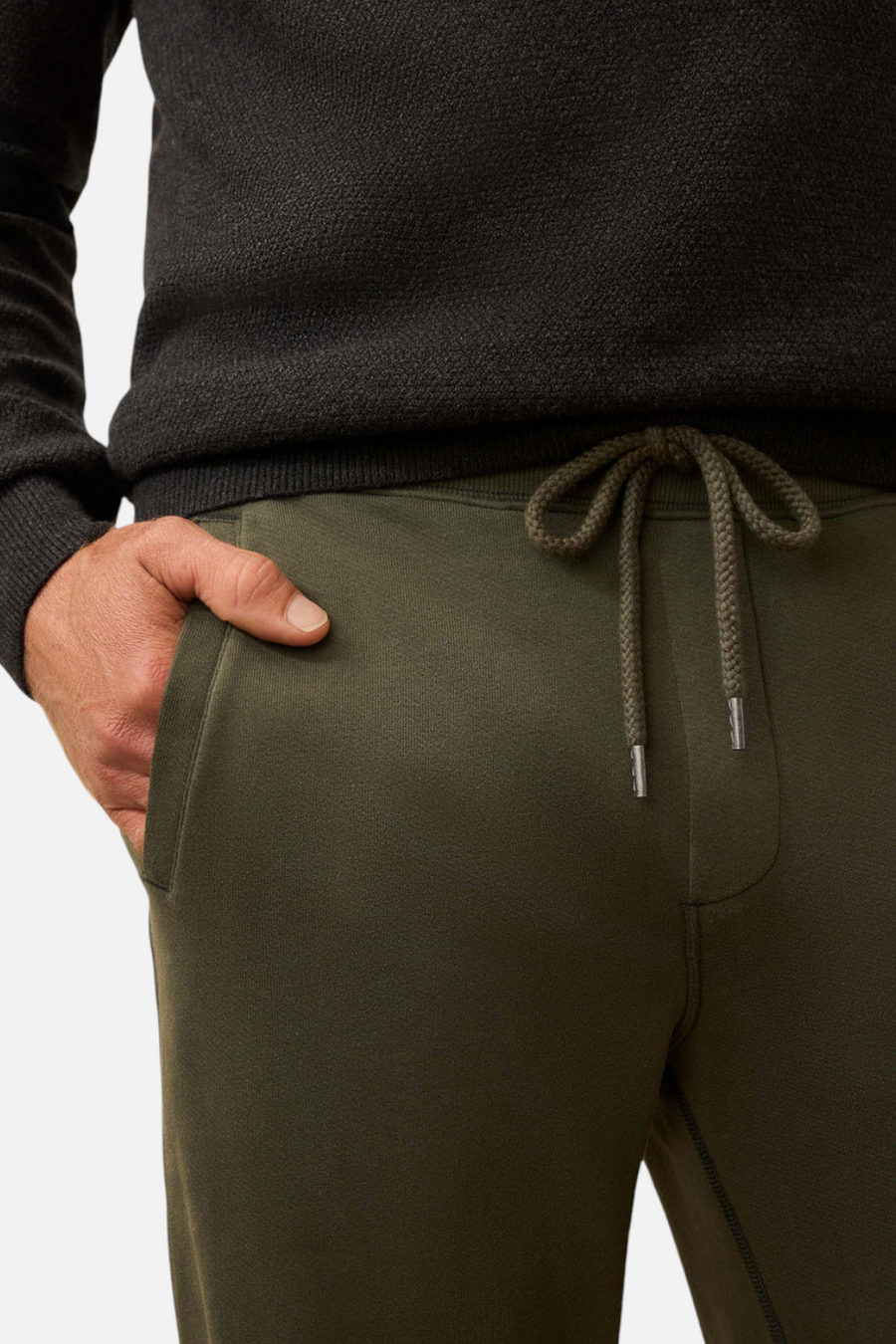 Faherty High Standard Fleece Sweatpant in Fall Evergreen – side view