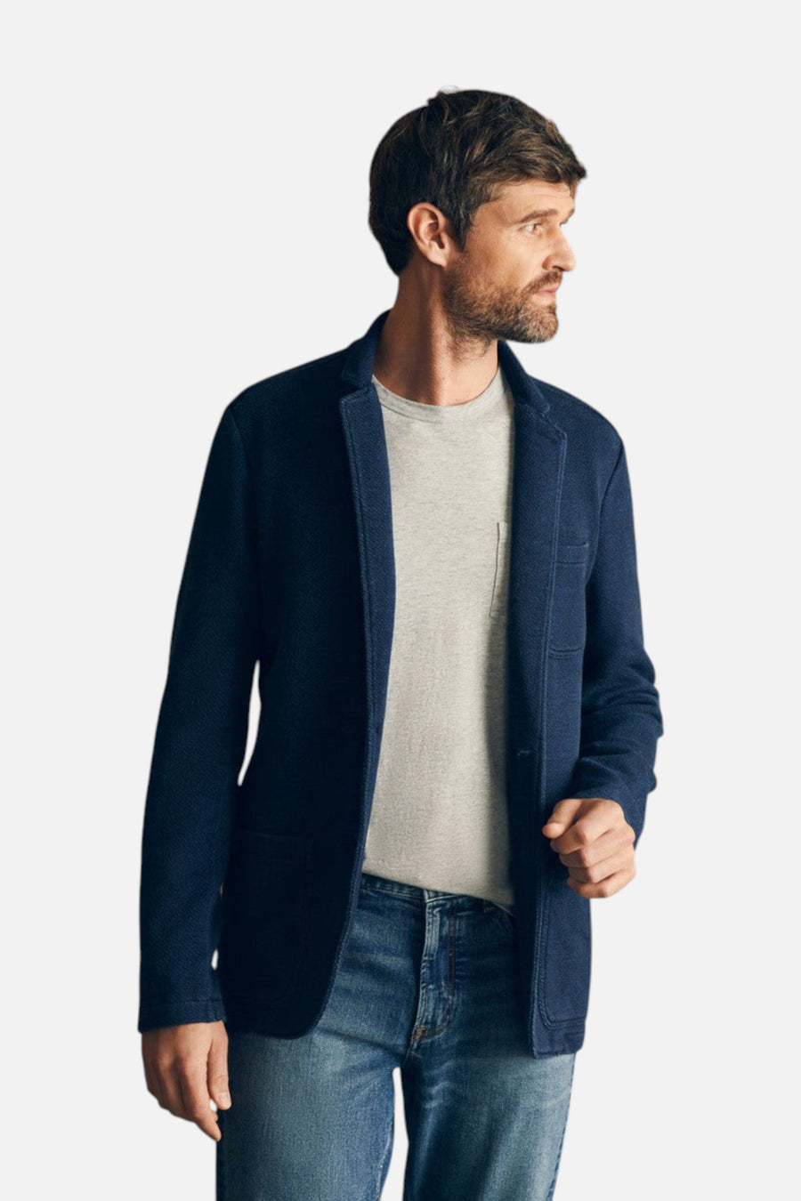 Faherty Inlet Knit Blazer in Hendricks Indigo Wash – back view