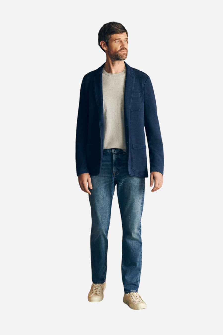 Faherty Inlet Knit Blazer in Hendricks Indigo Wash – front view