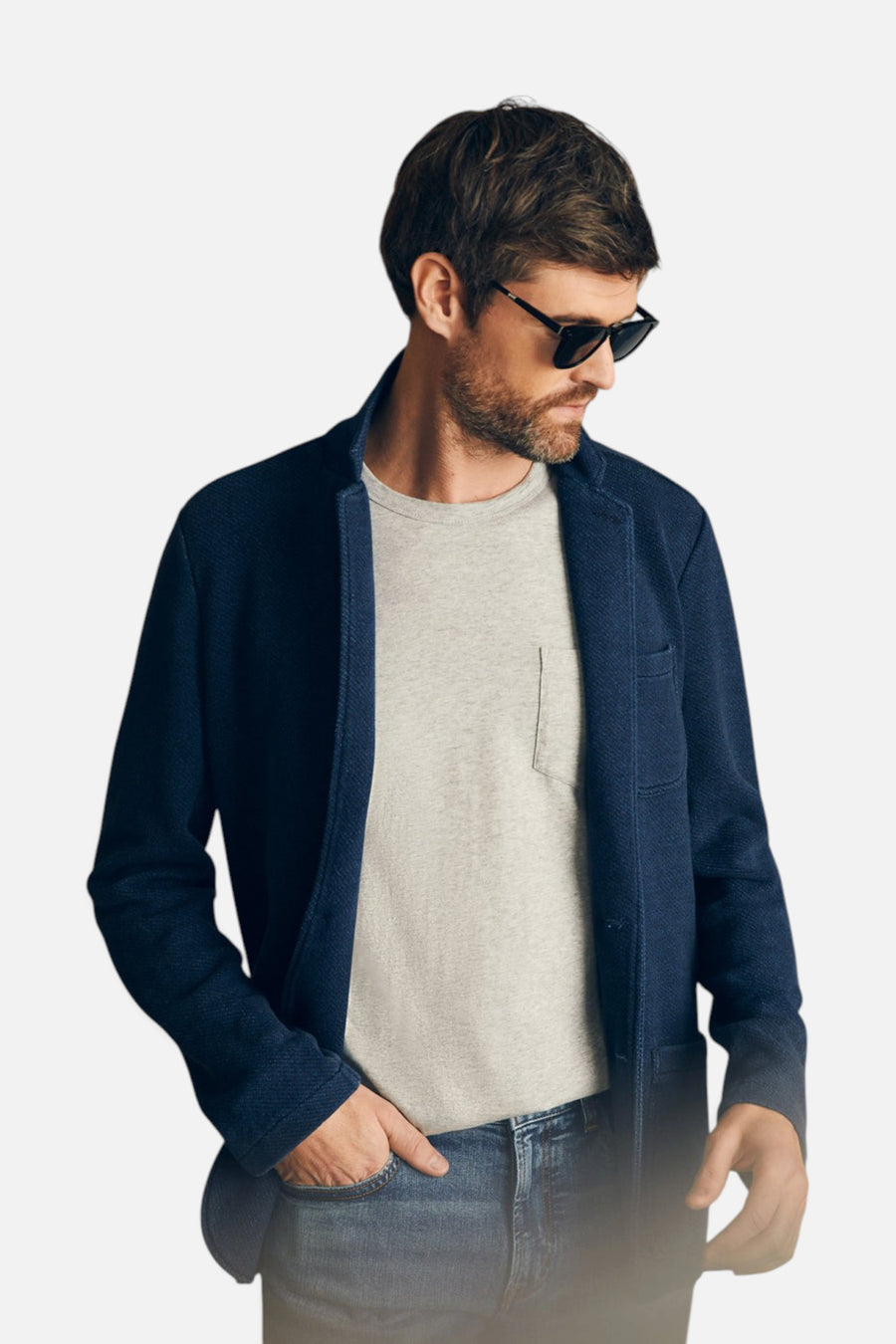 Faherty Inlet Knit Blazer in Hendricks Indigo Wash – side view