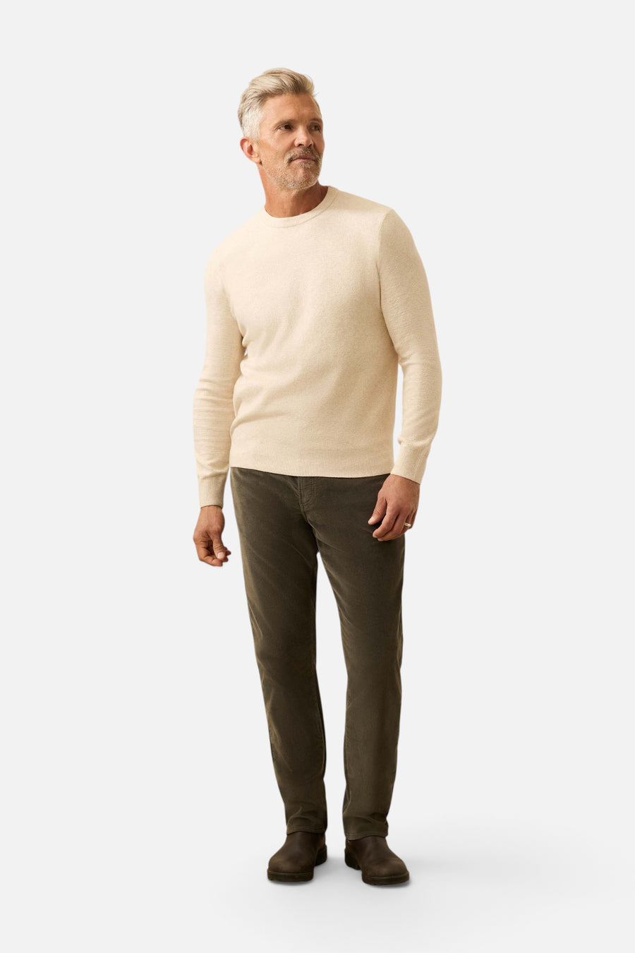 Faherty Jackson Crew Sweater in Ivory Sky Feeder – back view
