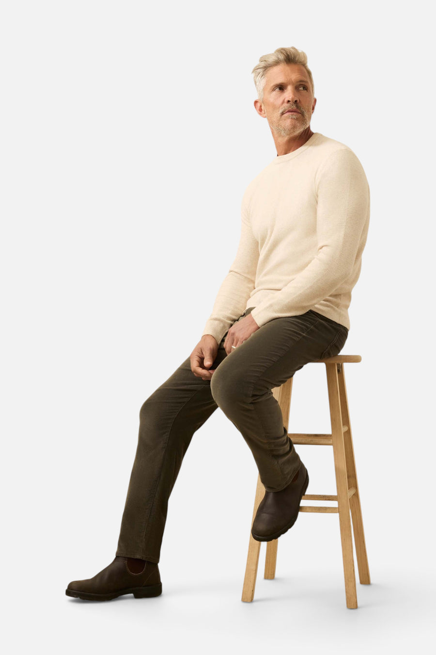 Faherty Jackson Crew Sweater in Ivory Sky Feeder – flat lay
