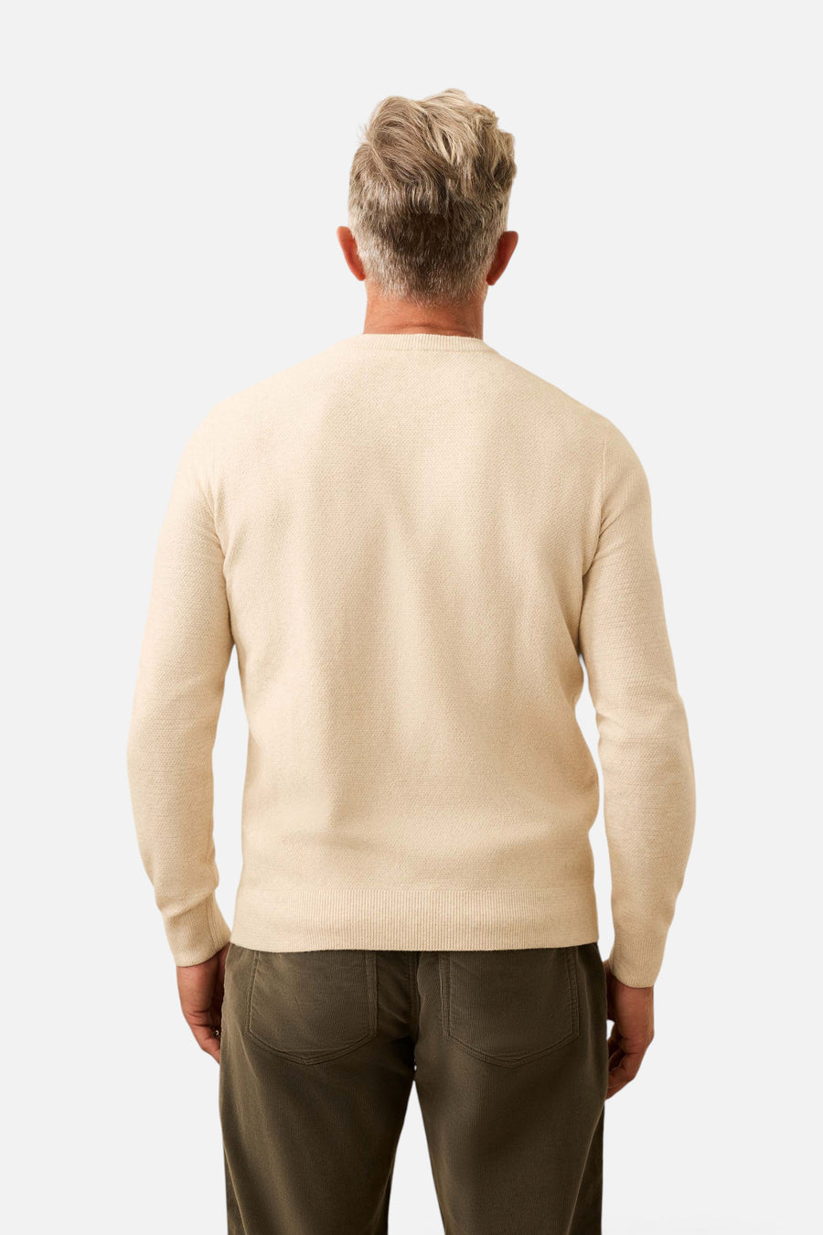 Faherty Jackson Crew Sweater in Ivory Sky Feeder – side view