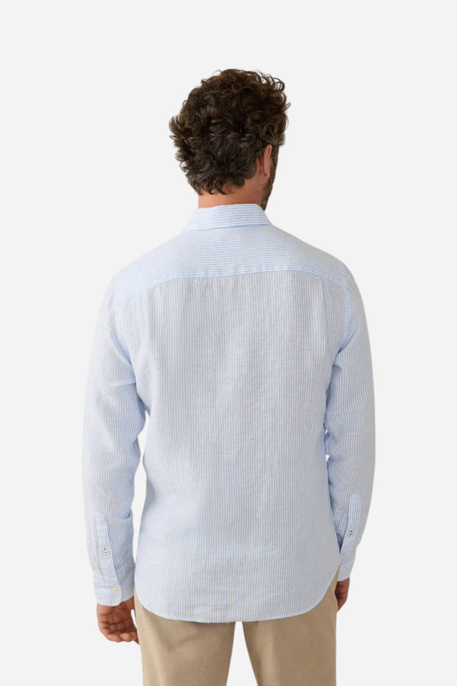 Faherty Laguna Linen Shirt in Summer Classic Stripe – flat lay