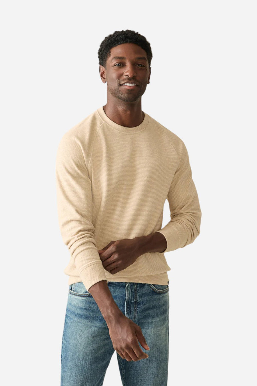 Faherty Legend Sweater Crew Toasty Tundra – front view
