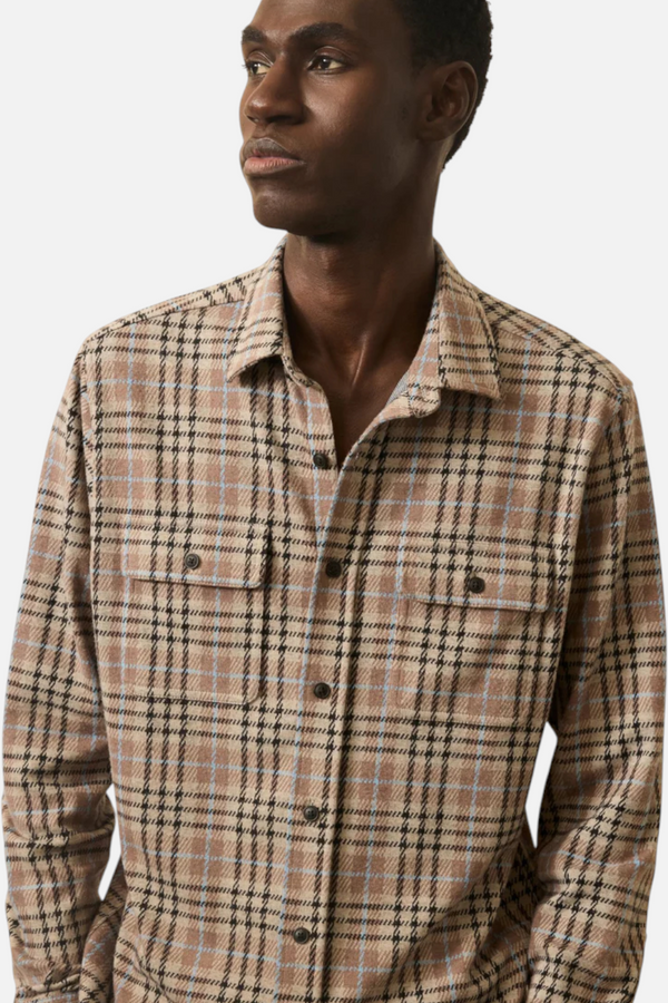 Faherty Legend Sweater Flannel Shirt in Dune Mountain