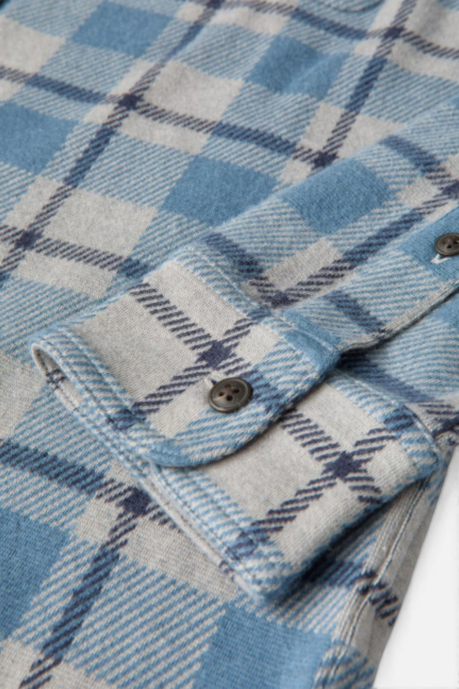 Faherty Legend Sweater Flannel Shirt Overcast Ocean Plaid – detail