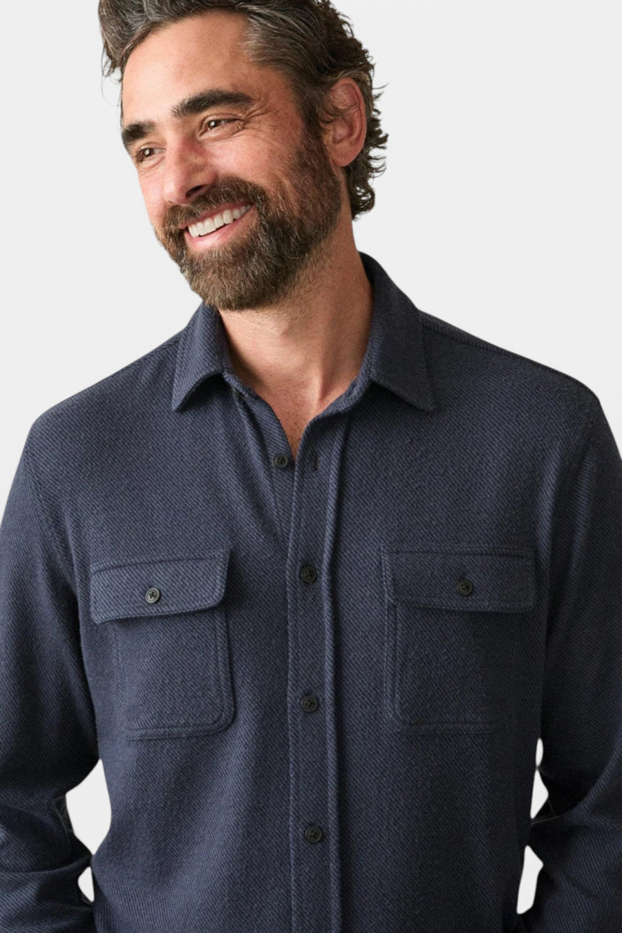 Faherty Legend Sweater Shirt Brighton Navy Twill – back view