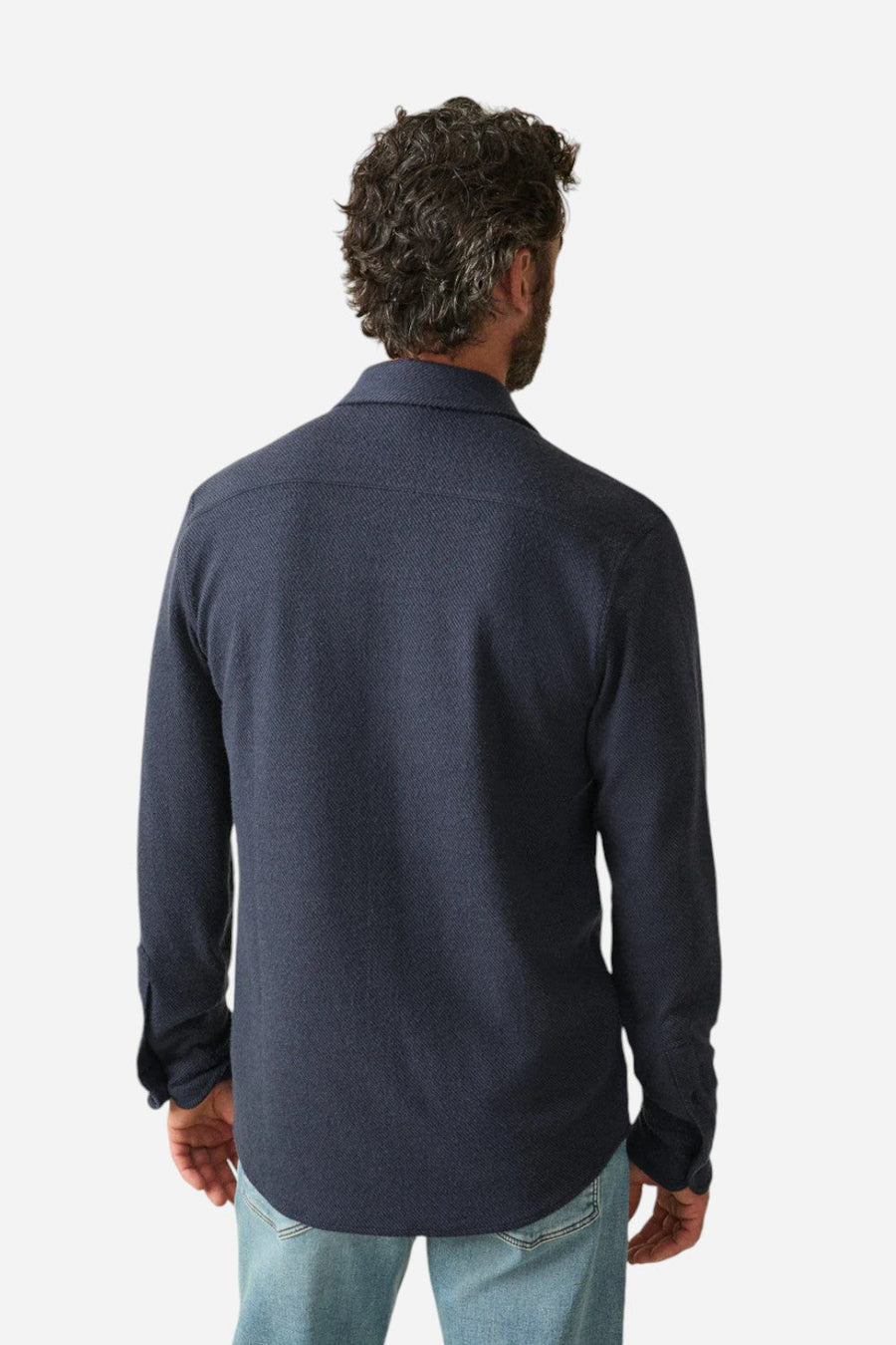 Faherty Legend Sweater Shirt Brighton Navy Twill – side view