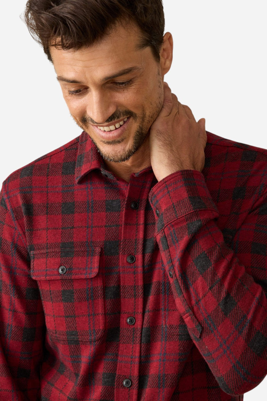 Faherty Legend Sweater Shirt in Cherry Creek Plaid – back view