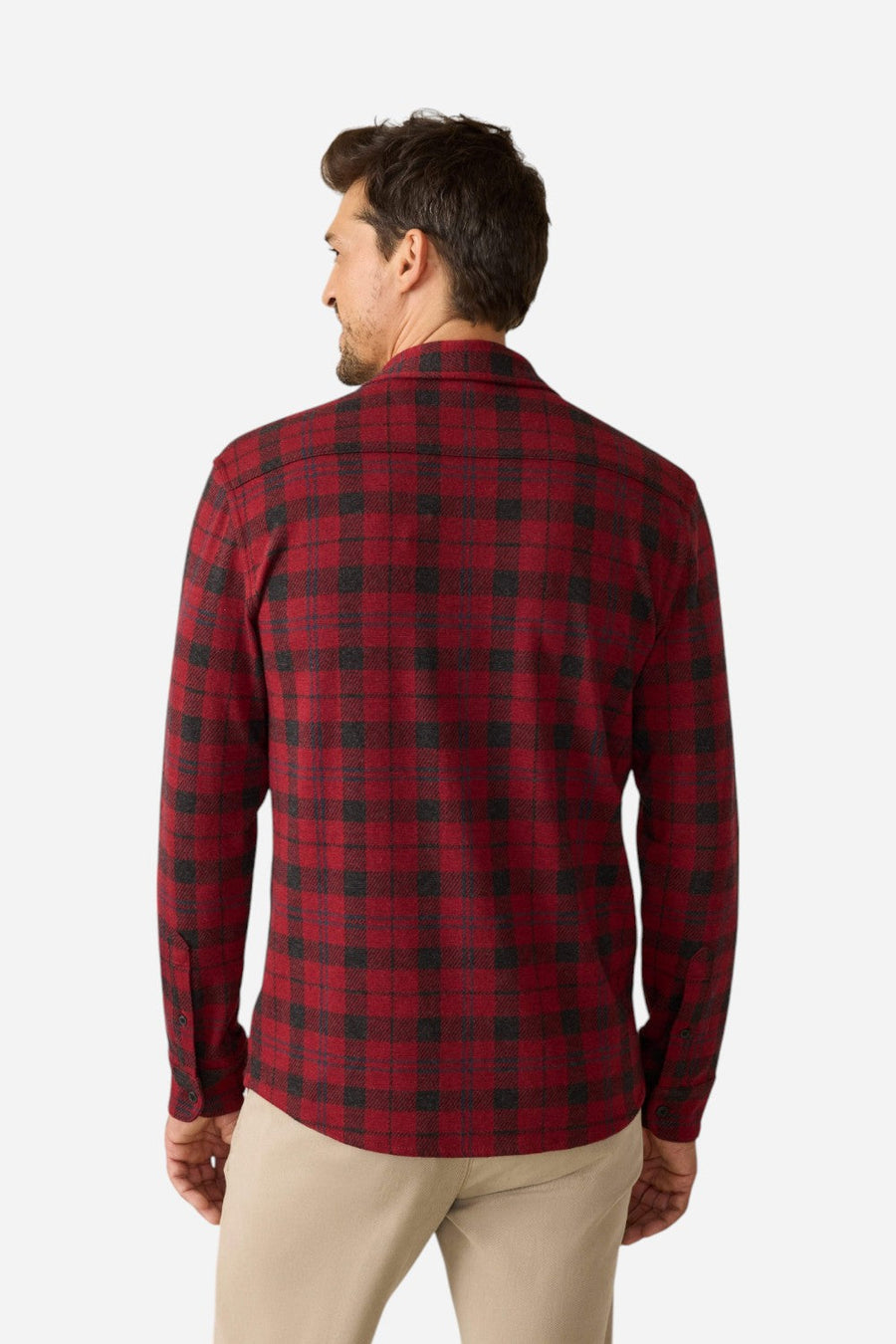 Faherty Legend Sweater Shirt in Cherry Creek Plaid – side view
