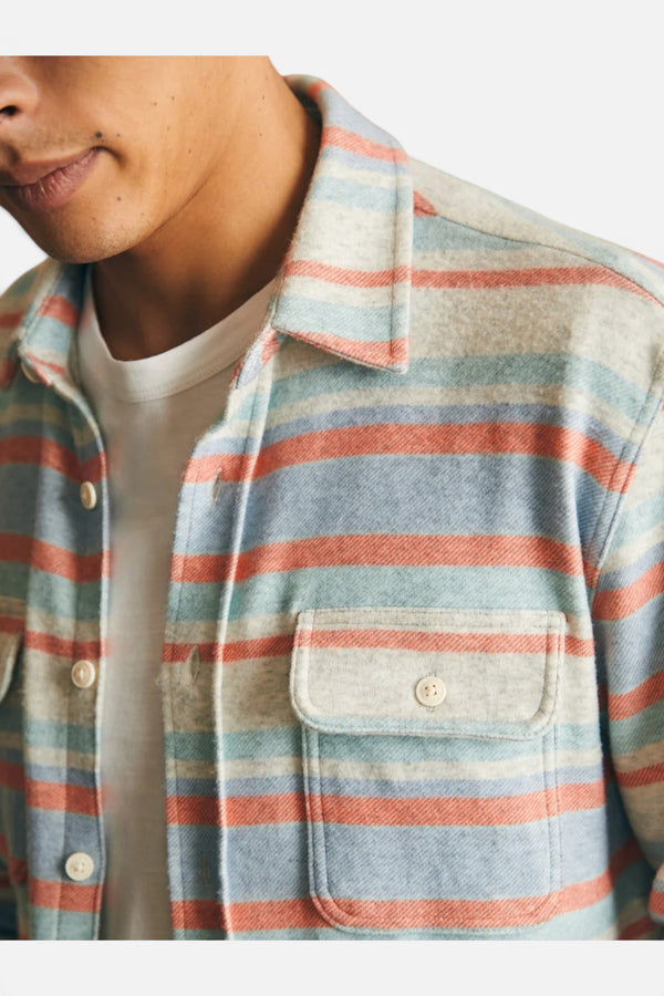 Faherty Legend Sweater Shirt in Coral Reef Stripe
