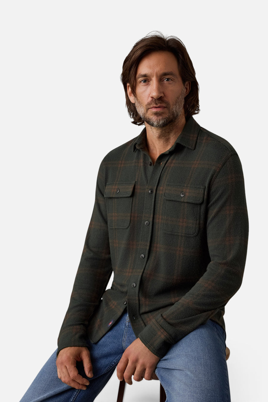 Faherty Legend Sweater Shirt in Falls Park Plaid – flat lay