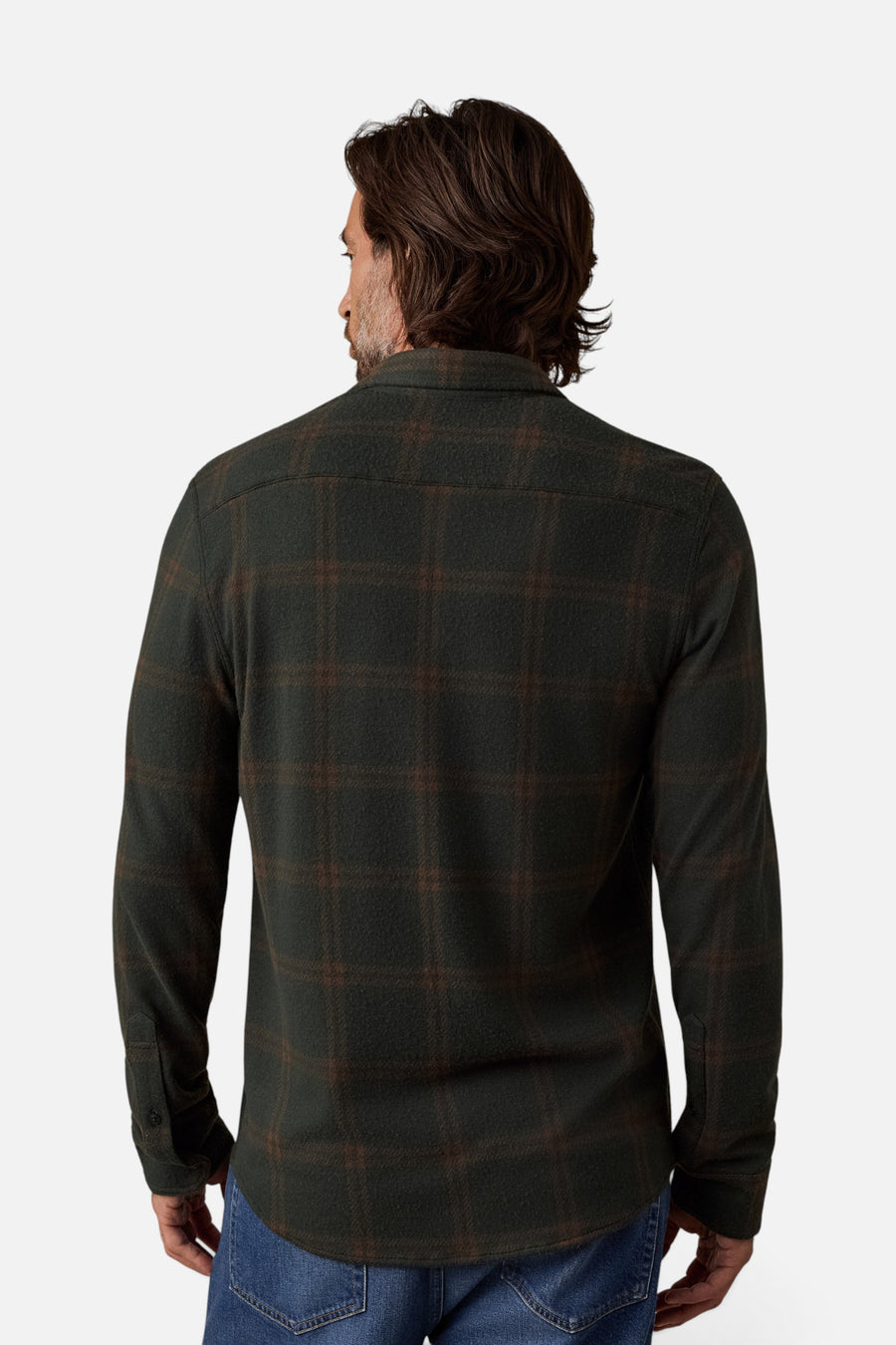 Faherty Legend Sweater Shirt in Falls Park Plaid – side view