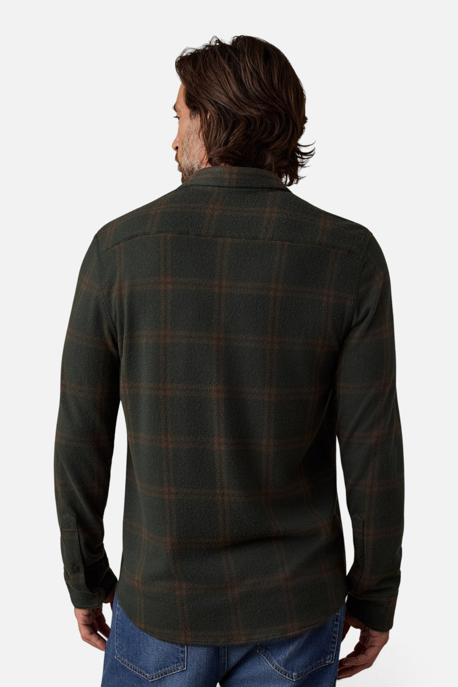 Faherty Legend Sweater Shirt in Falls Park Plaid – back view