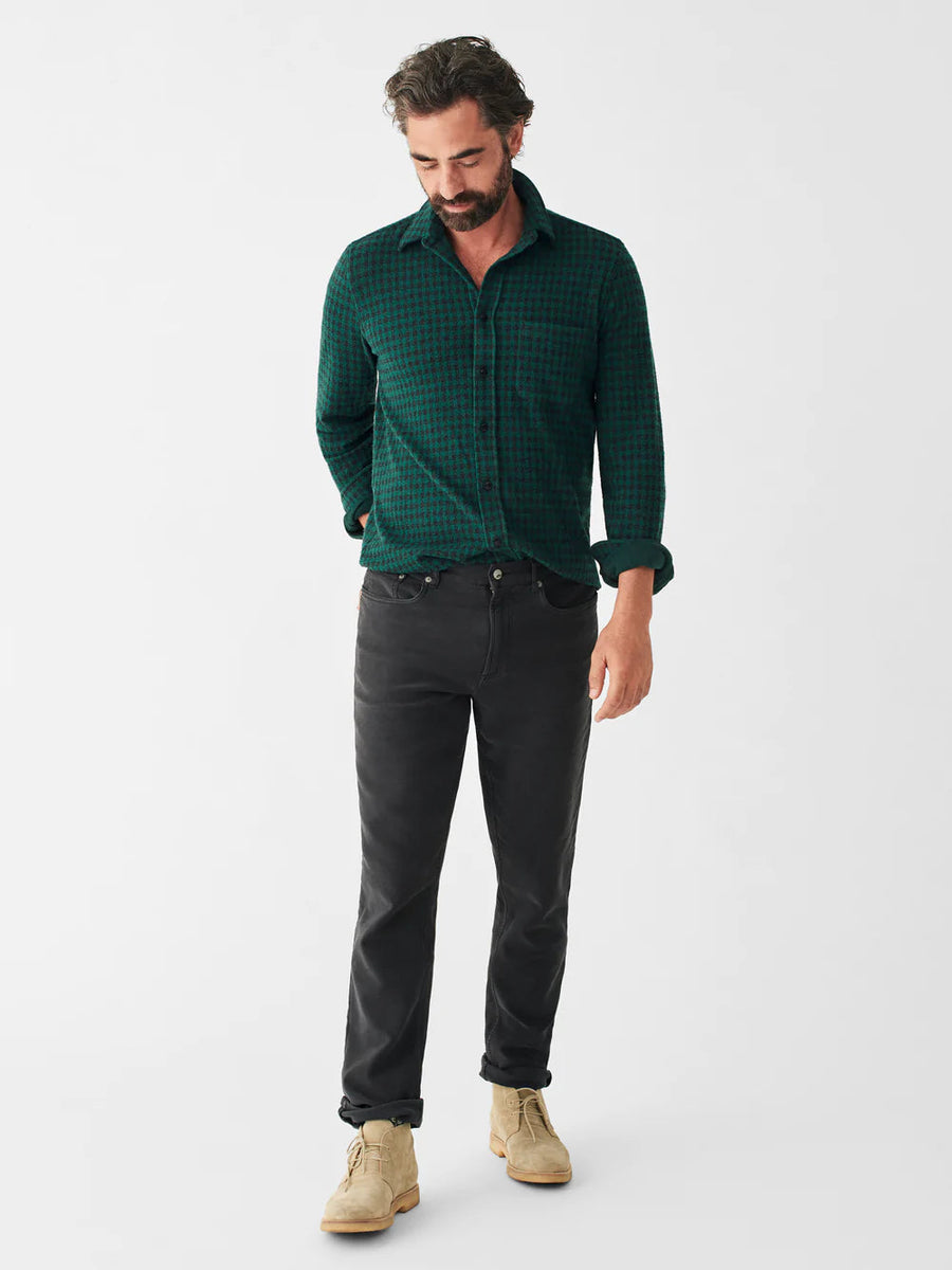 Faherty Legend Sweater Shirt in Forest Charcoal – side view