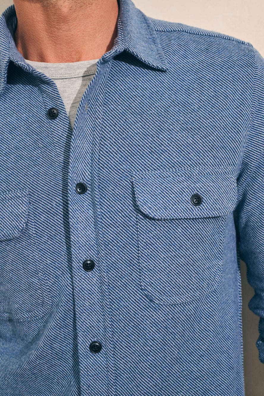 Faherty Legend™ Sweater Shirt in Glacier Blue Twill – back view