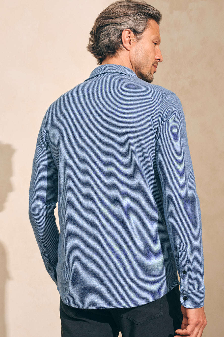 Faherty Legend™ Sweater Shirt in Glacier Blue Twill – detail