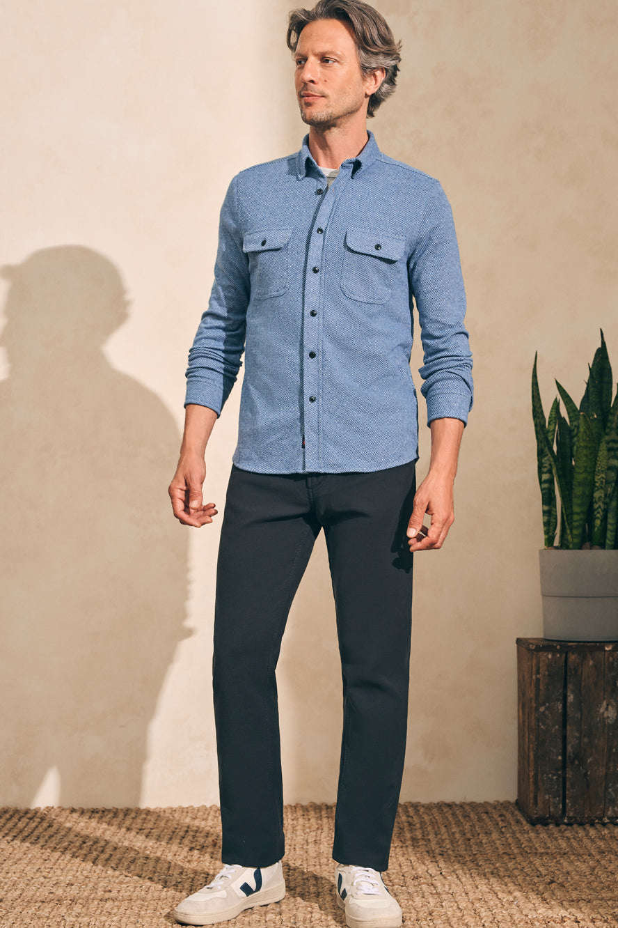 Faherty Legend™ Sweater Shirt in Glacier Blue Twill – side view