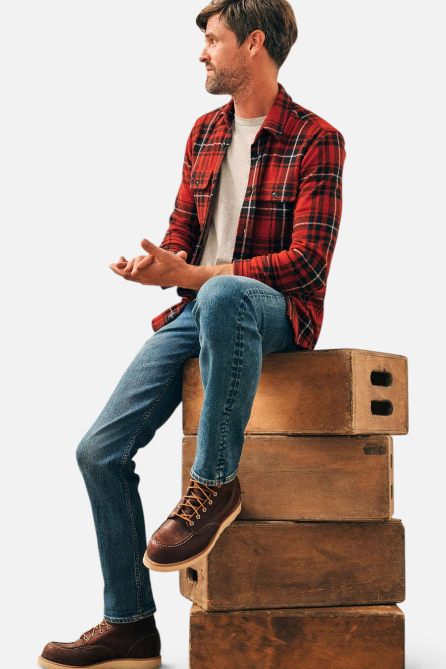 Faherty Legend™ Sweater Shirt in Homeward Bound Plaid – detail